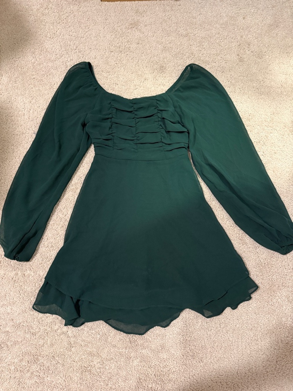 Altar'd State Deep Green Long Sleeve Mini Dress